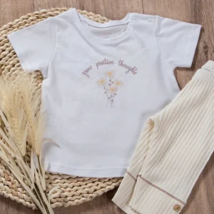 T-shirt neonata a mezza manica  in cotone organico con stampa