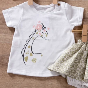 T-shirt neonata in cotone organico con  stampa