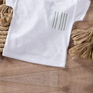T-shirt neonato in cotone organico con taschino in lino