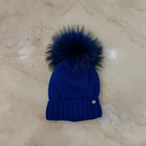 Cappellino con pom pom in volpe